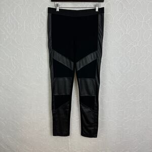 BCBG MaxAzira Bayle Pants Womens Medium Black Faux Leather Accents